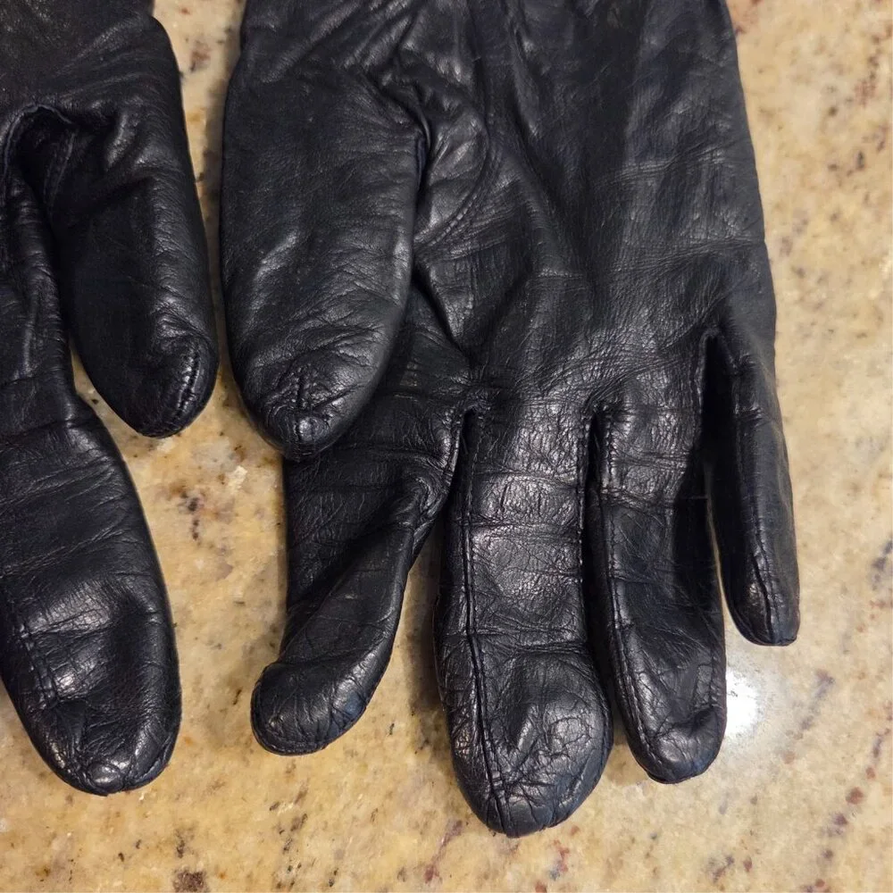 Vintage Womens Size M/L Black Knit Lined Shirt Gloves Viola Weinberger